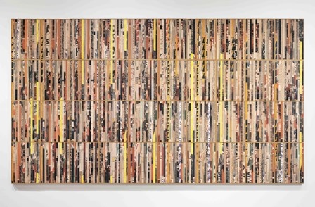 A Steel and wood installation by artist Sean Edwards